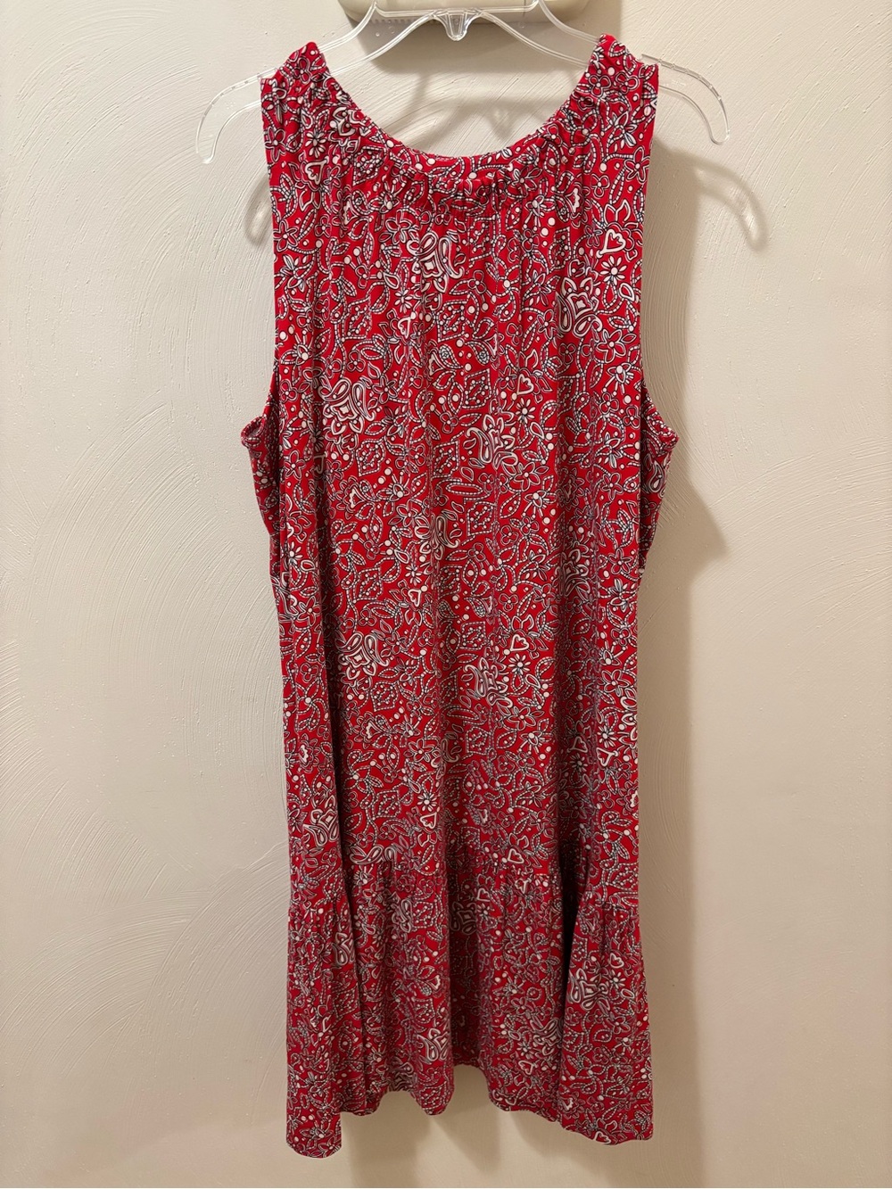 LOFT Red Paisley-Print Sleeveless Dress